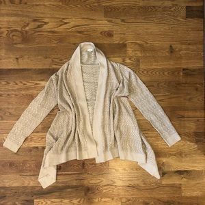 TAN/Gold KNIT ASYMMETRICAL CARIDGAN